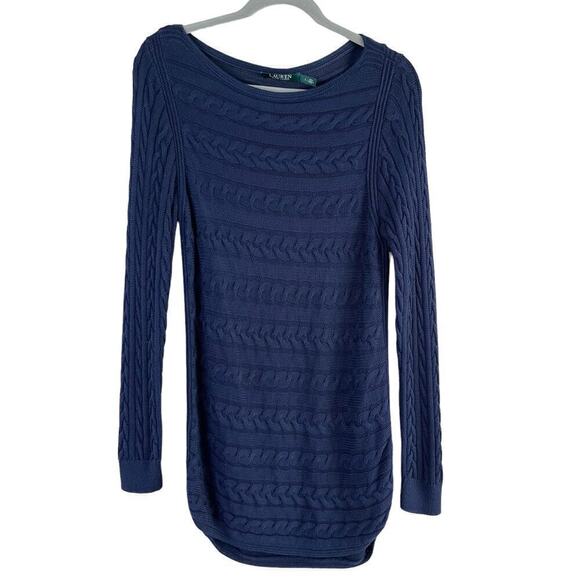 Lauren by Ralph Lauren Sweaters - Lauren‎ Ralph Lauren Cable Knit Long Sleeve Sweater Tunic Navy Blue, Large